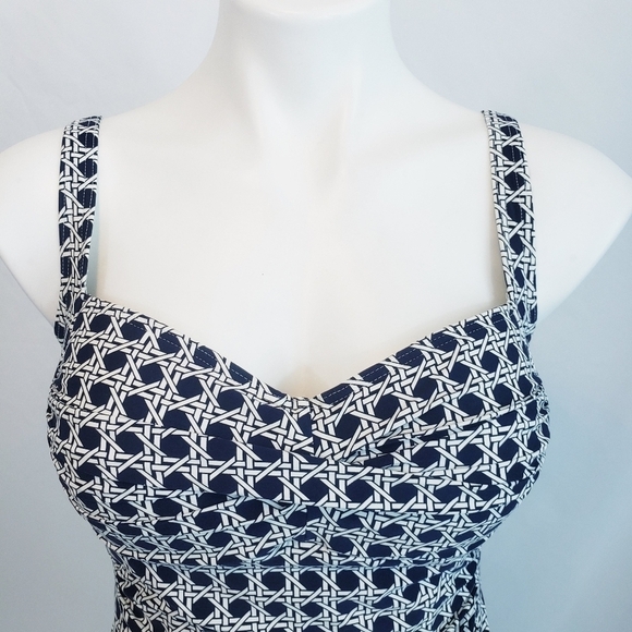 *Last Chance* Bond-eye Australia Tankini Swimsuit Top Navy White Geometric - Picture 2 of 8